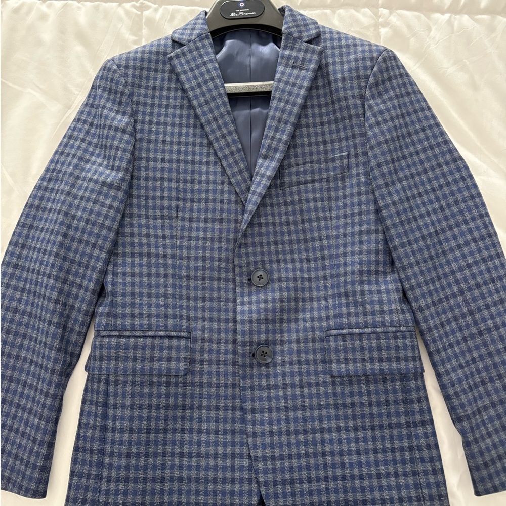 Ben Sherman Boy's Plaid Single Breasted Blazer 10